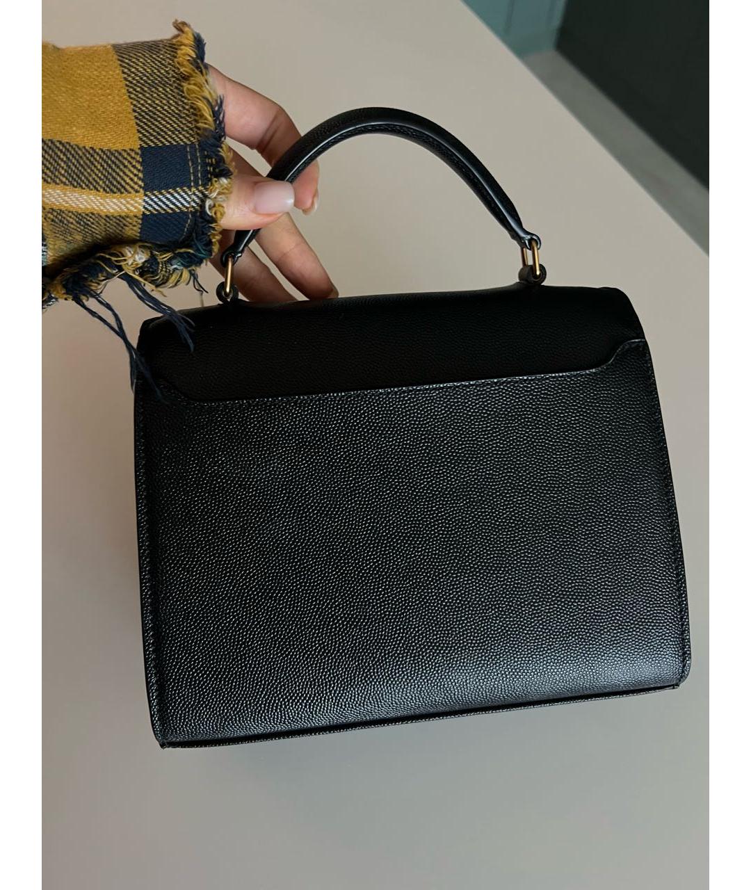SAINT LAURENT Черная кожаная сумка с короткими ручками, фото 2