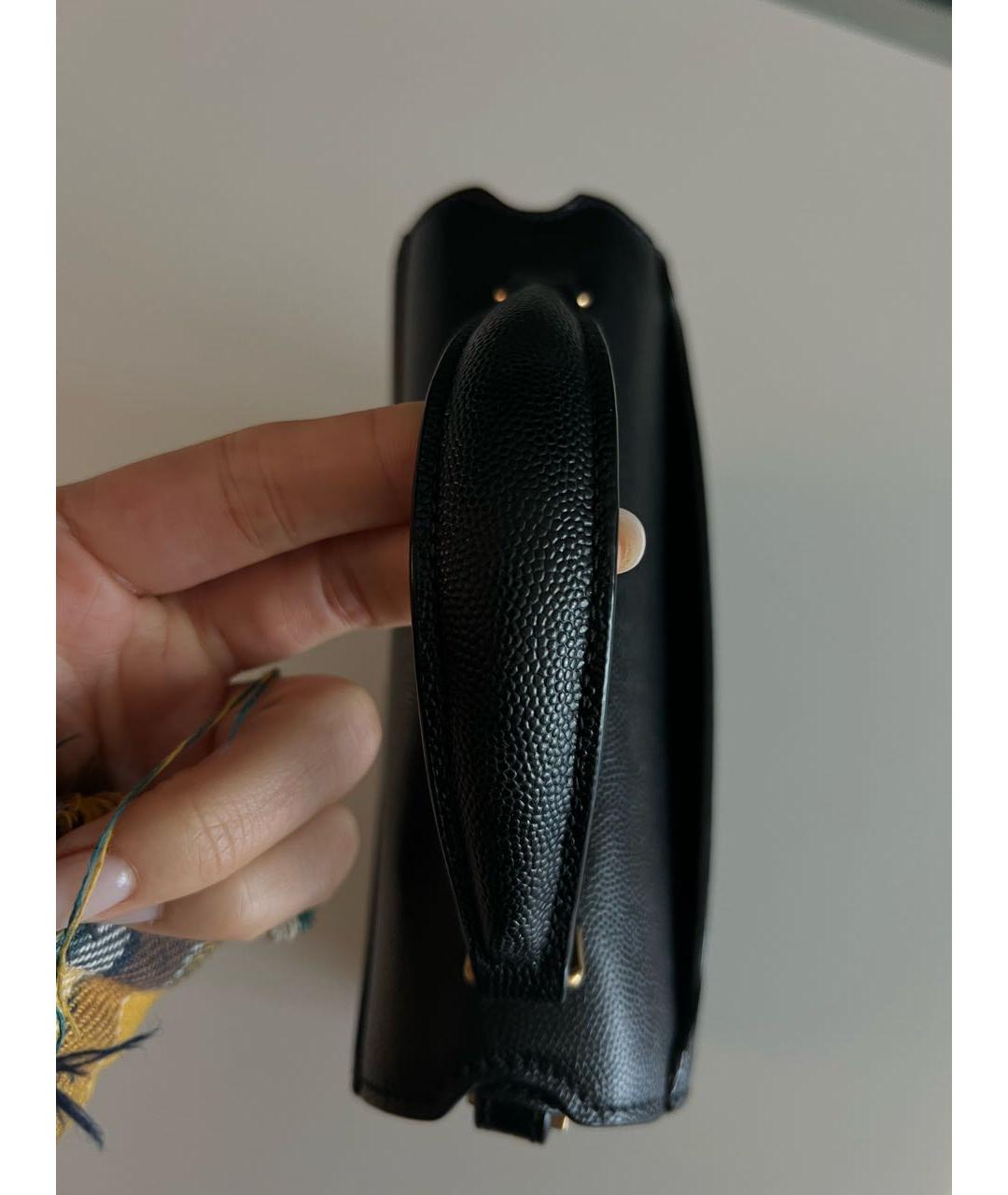 SAINT LAURENT Черная кожаная сумка с короткими ручками, фото 6