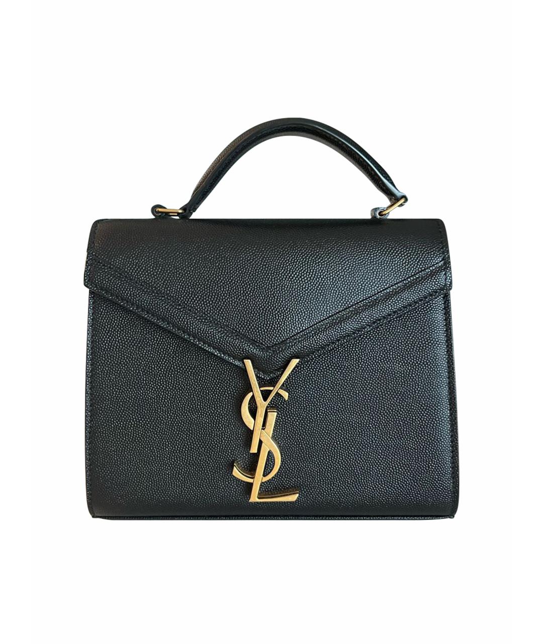 SAINT LAURENT Черная кожаная сумка с короткими ручками, фото 1