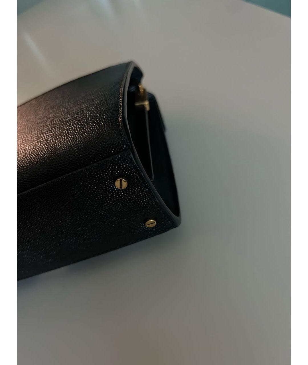SAINT LAURENT Черная кожаная сумка с короткими ручками, фото 5