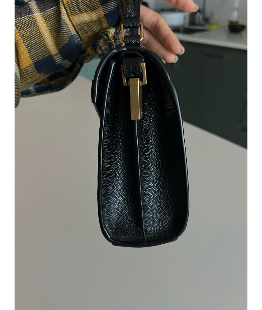 SAINT LAURENT Черная кожаная сумка с короткими ручками, фото 7