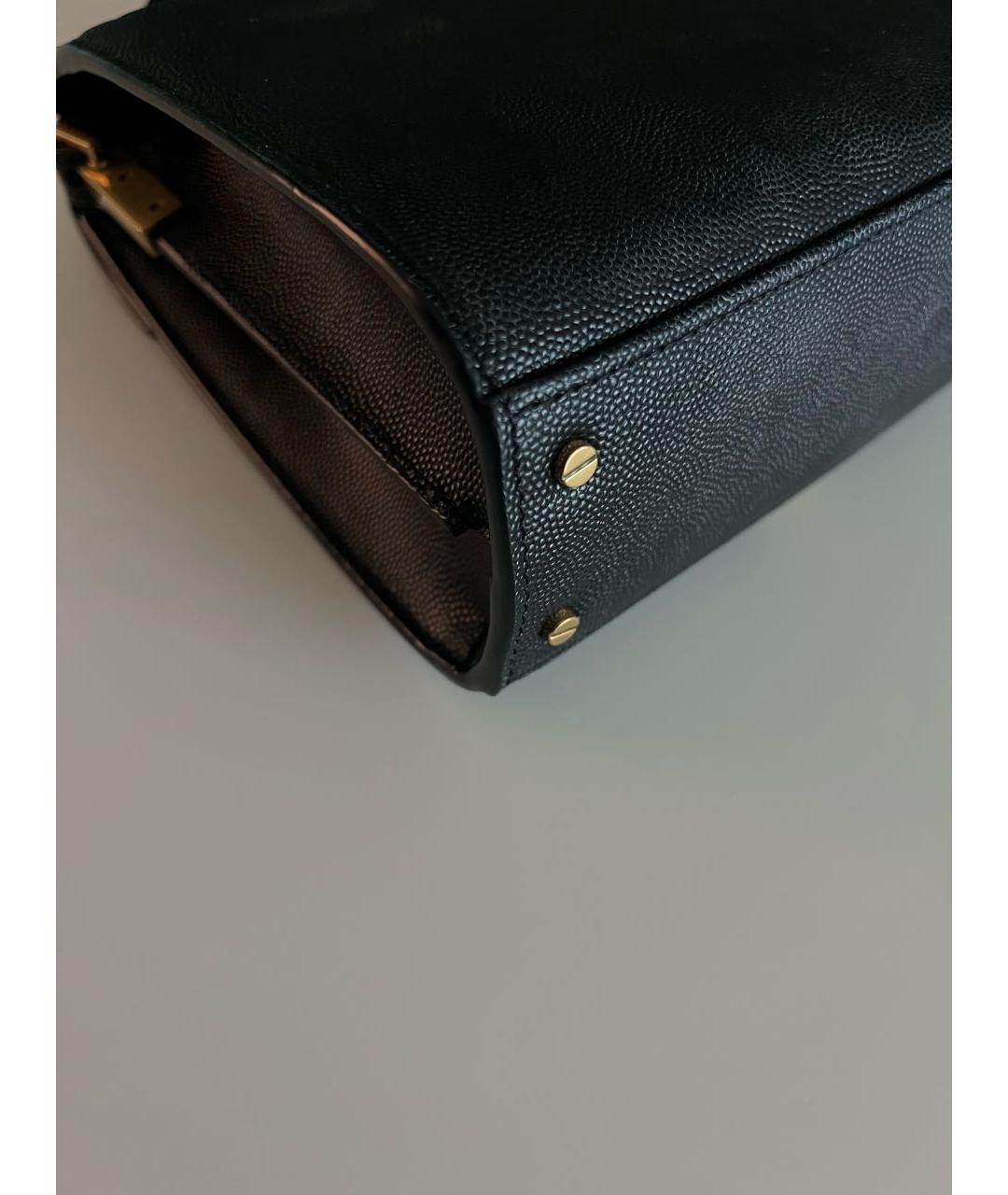 SAINT LAURENT Черная кожаная сумка с короткими ручками, фото 4