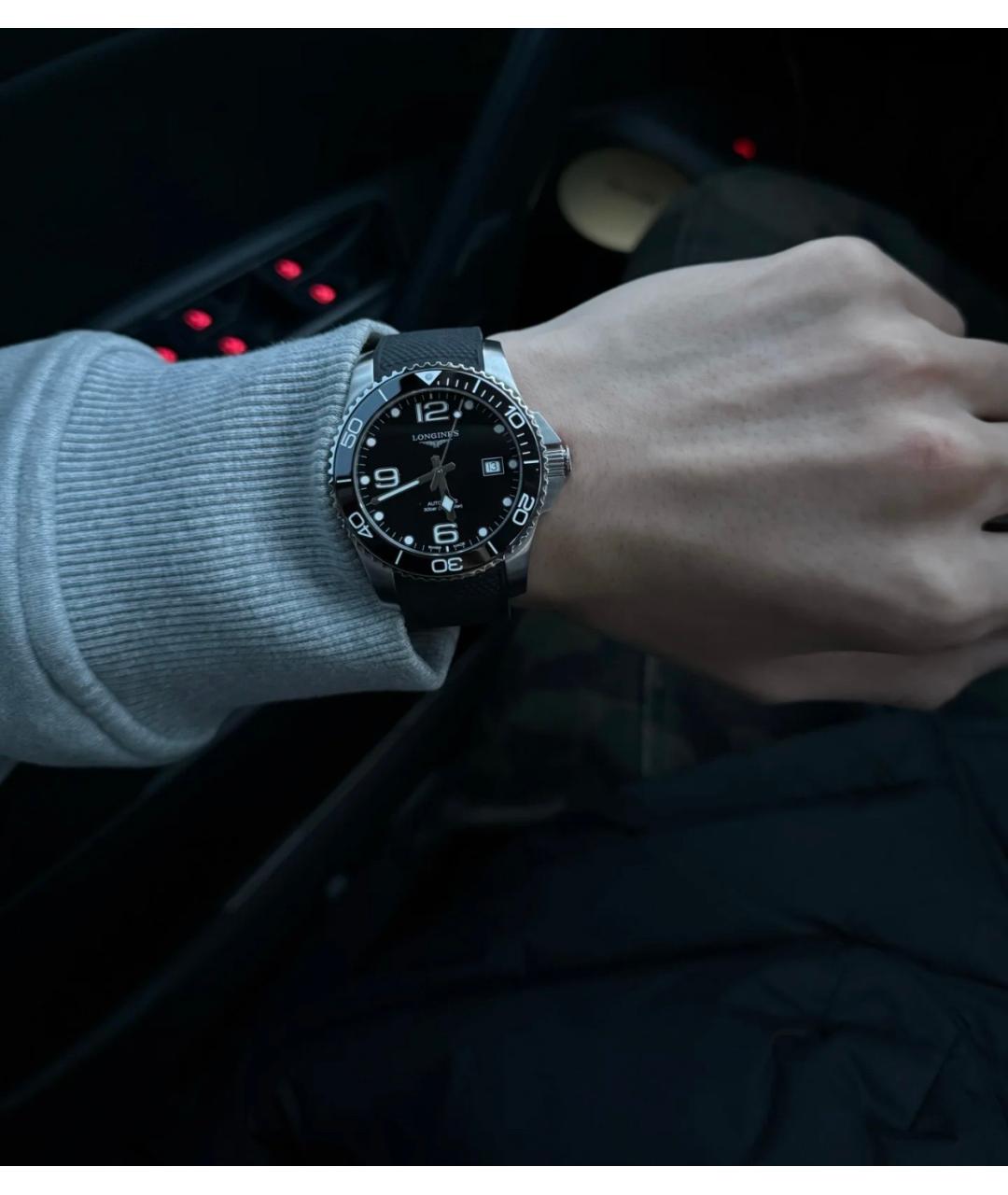 LONGINES Черные часы, фото 5