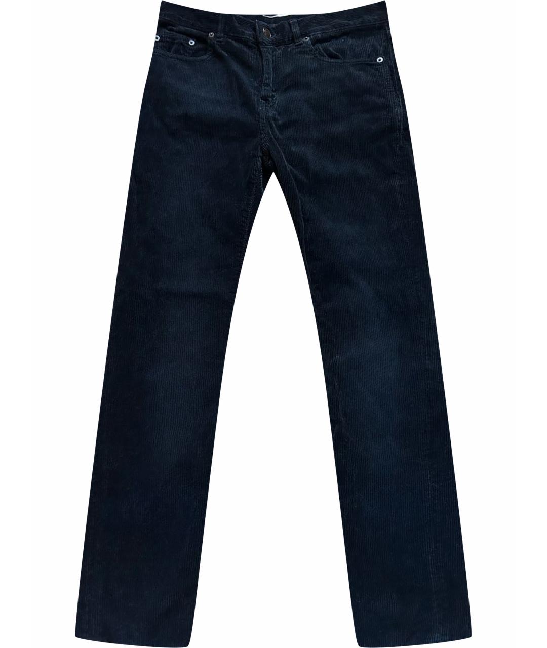 SAINT LAURENT Черные хлопковые прямые брюки, фото 1