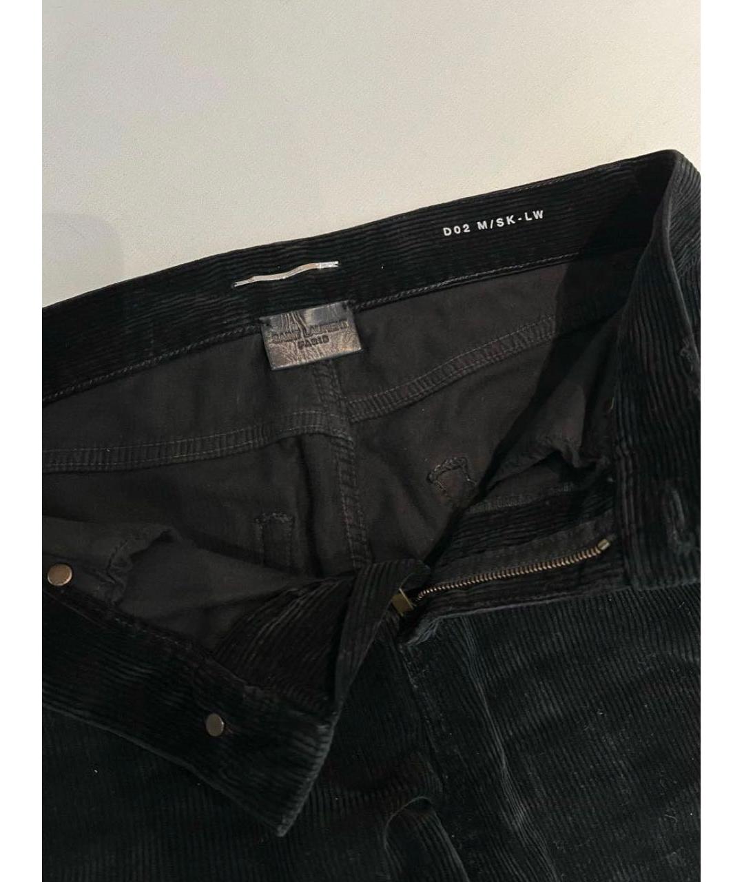 SAINT LAURENT Черные хлопковые прямые брюки, фото 3