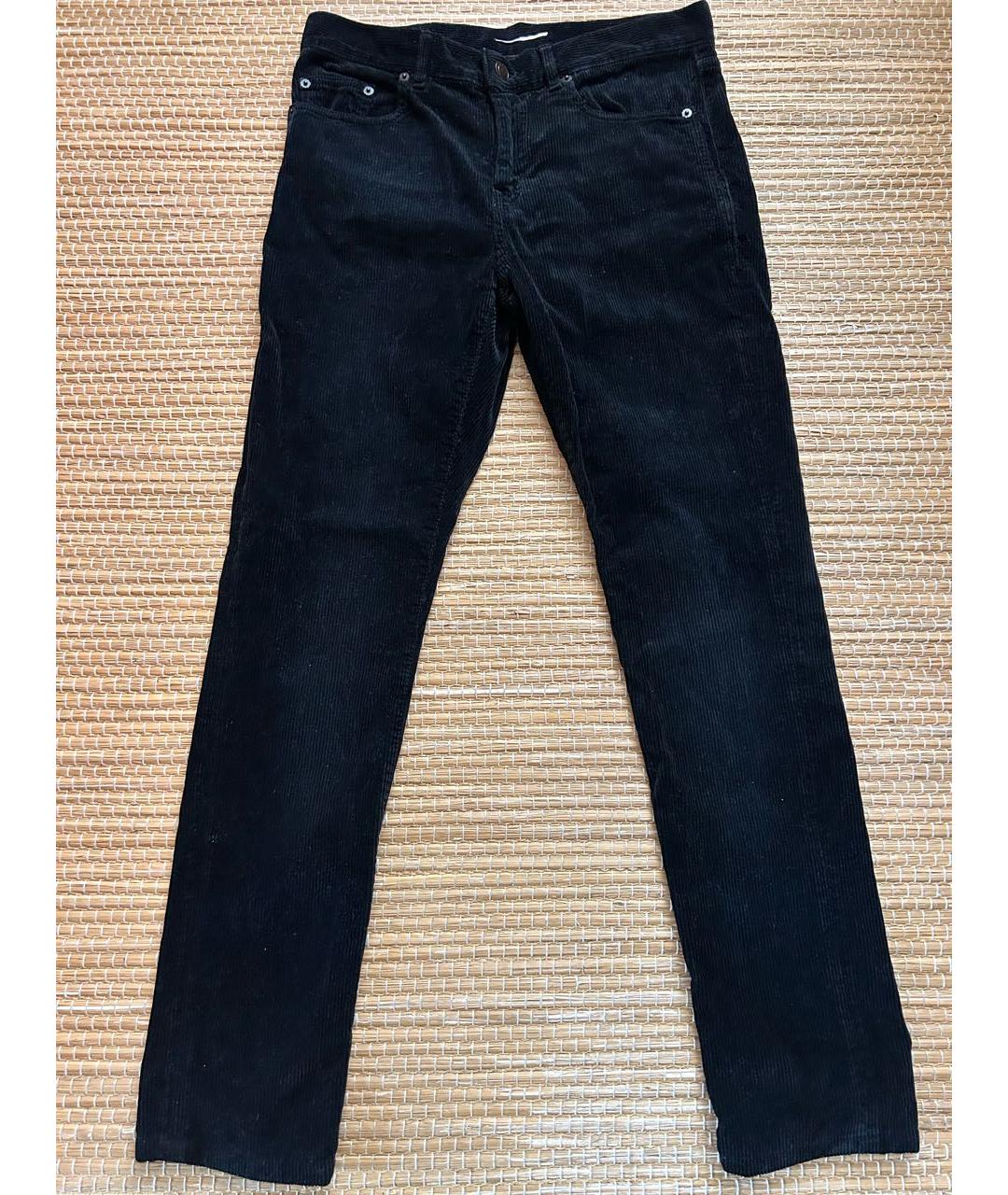 SAINT LAURENT Черные хлопковые прямые брюки, фото 5