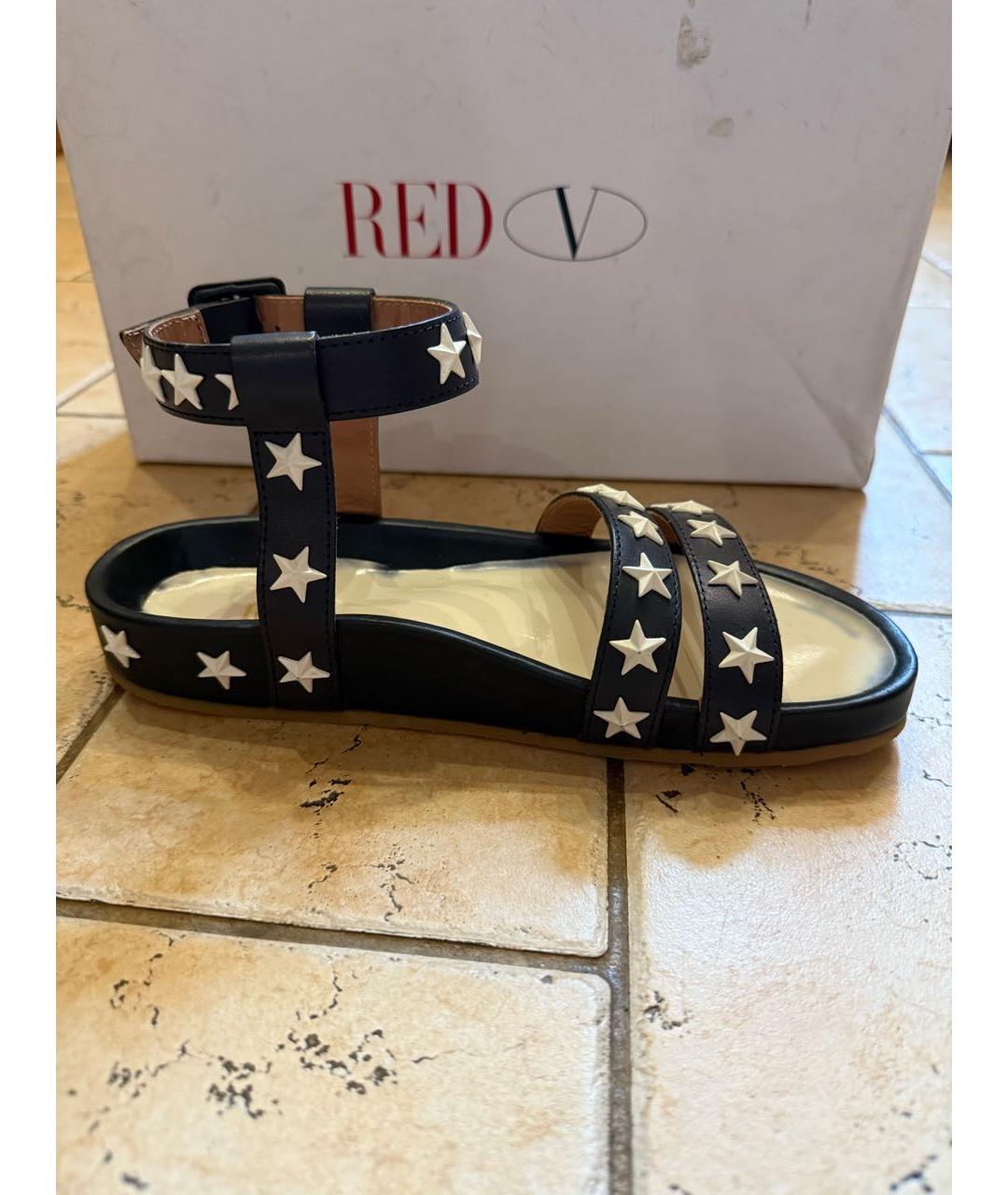 RED VALENTINO Черные кожаные босоножки, фото 7
