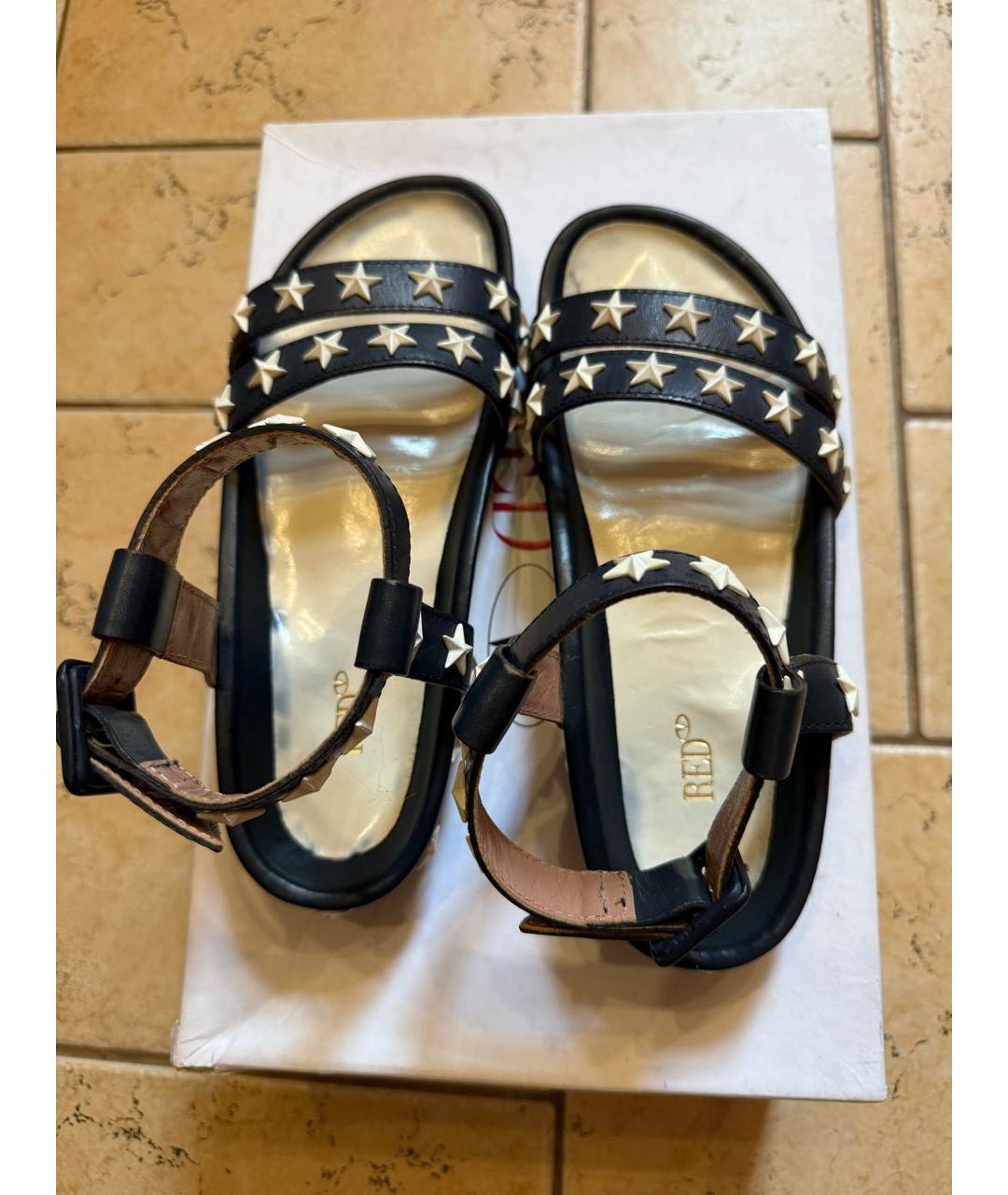 RED VALENTINO Черные кожаные босоножки, фото 3