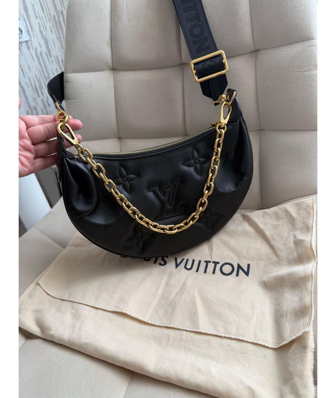 LOUIS VUITTON Черная кожаная сумка через плечо, фото 9