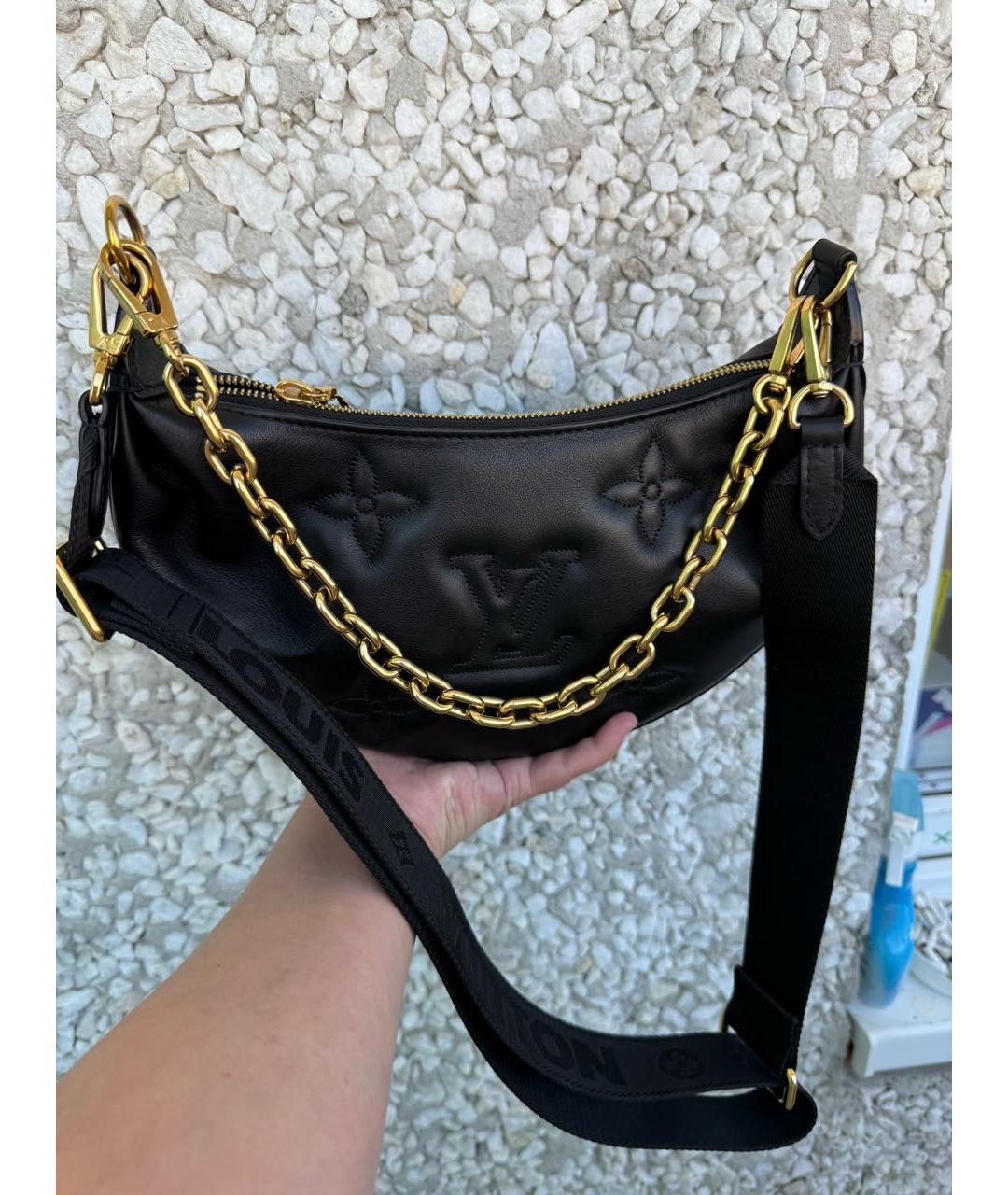 LOUIS VUITTON Черная кожаная сумка через плечо, фото 8