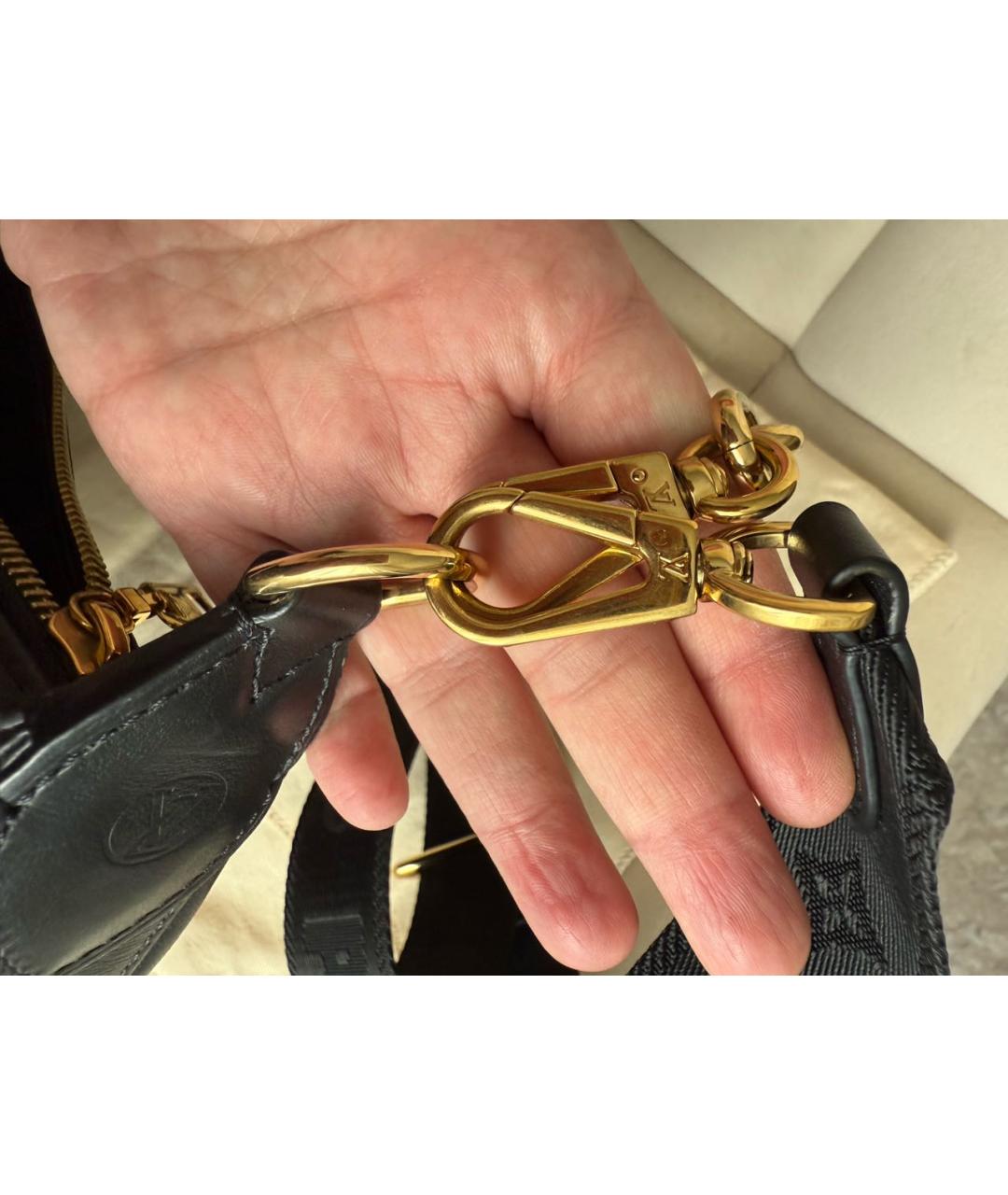 LOUIS VUITTON Черная кожаная сумка через плечо, фото 7
