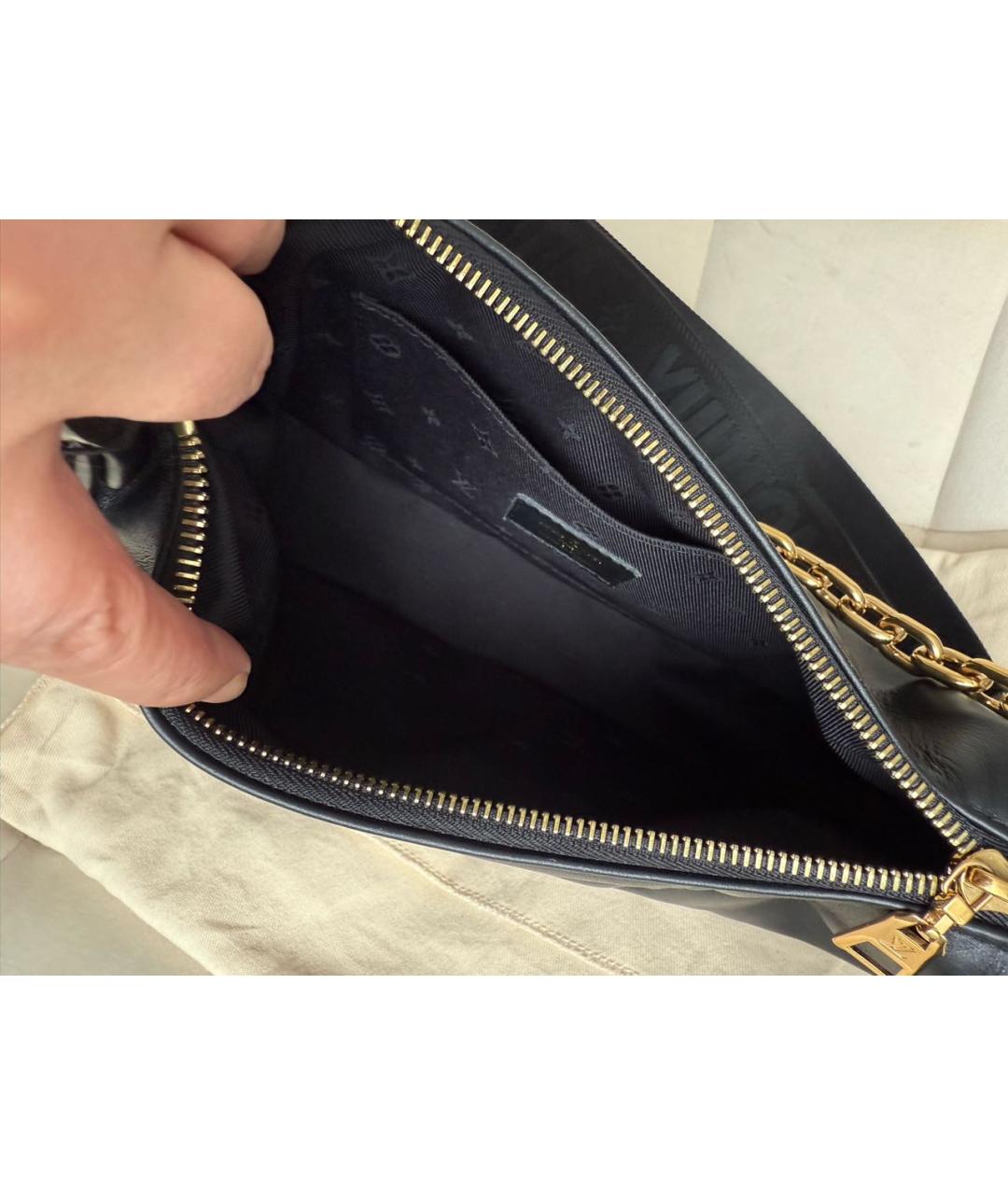 LOUIS VUITTON Черная кожаная сумка через плечо, фото 4