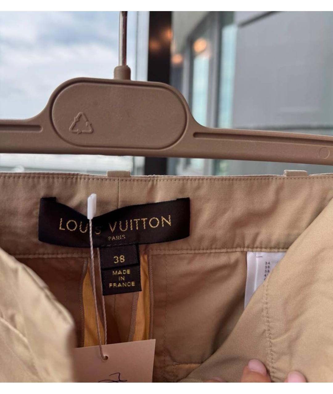 LOUIS VUITTON Бежевые хлопковые прямые брюки, фото 3