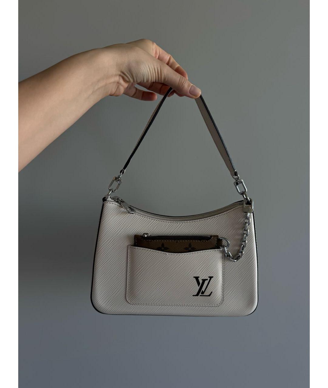 LOUIS VUITTON Бежевая кожаная сумка с короткими ручками, фото 5