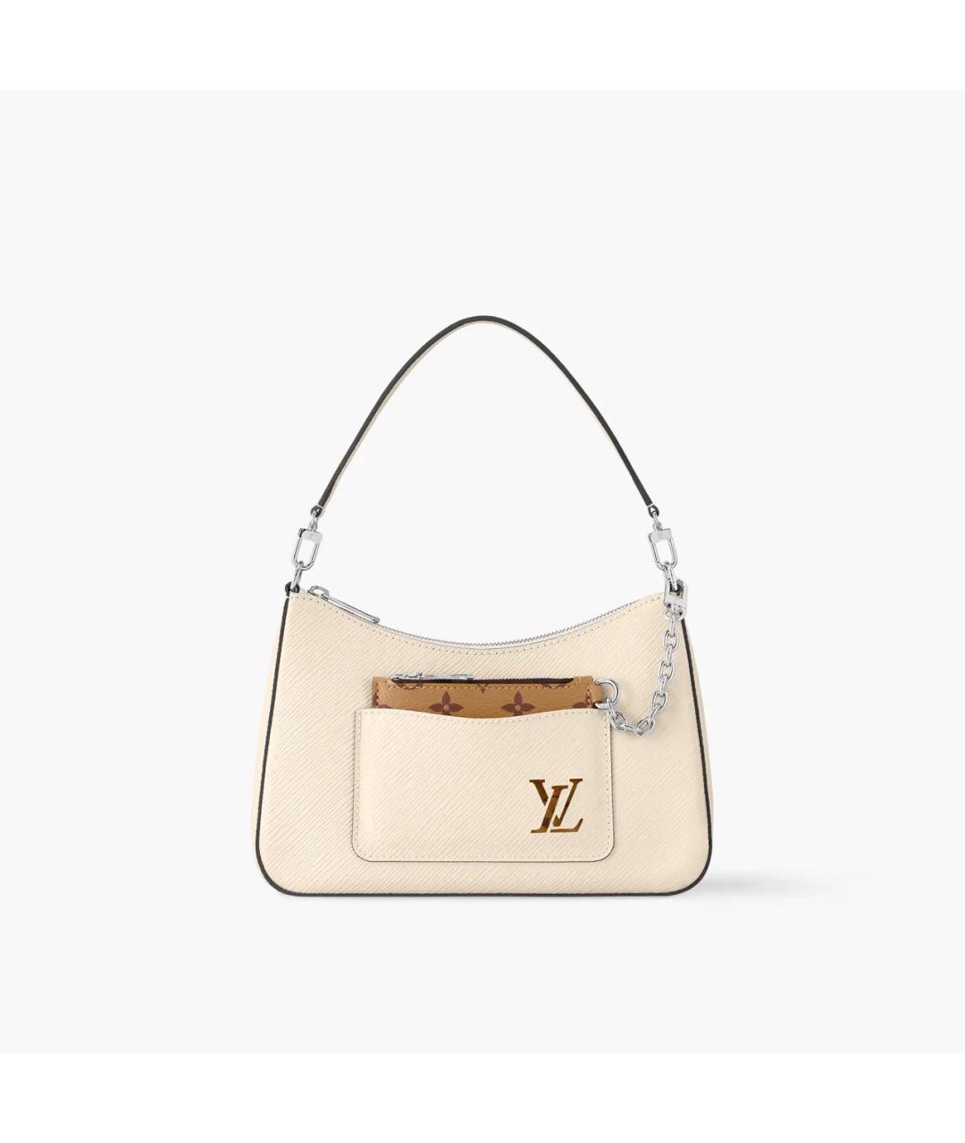 LOUIS VUITTON Бежевая кожаная сумка с короткими ручками, фото 6