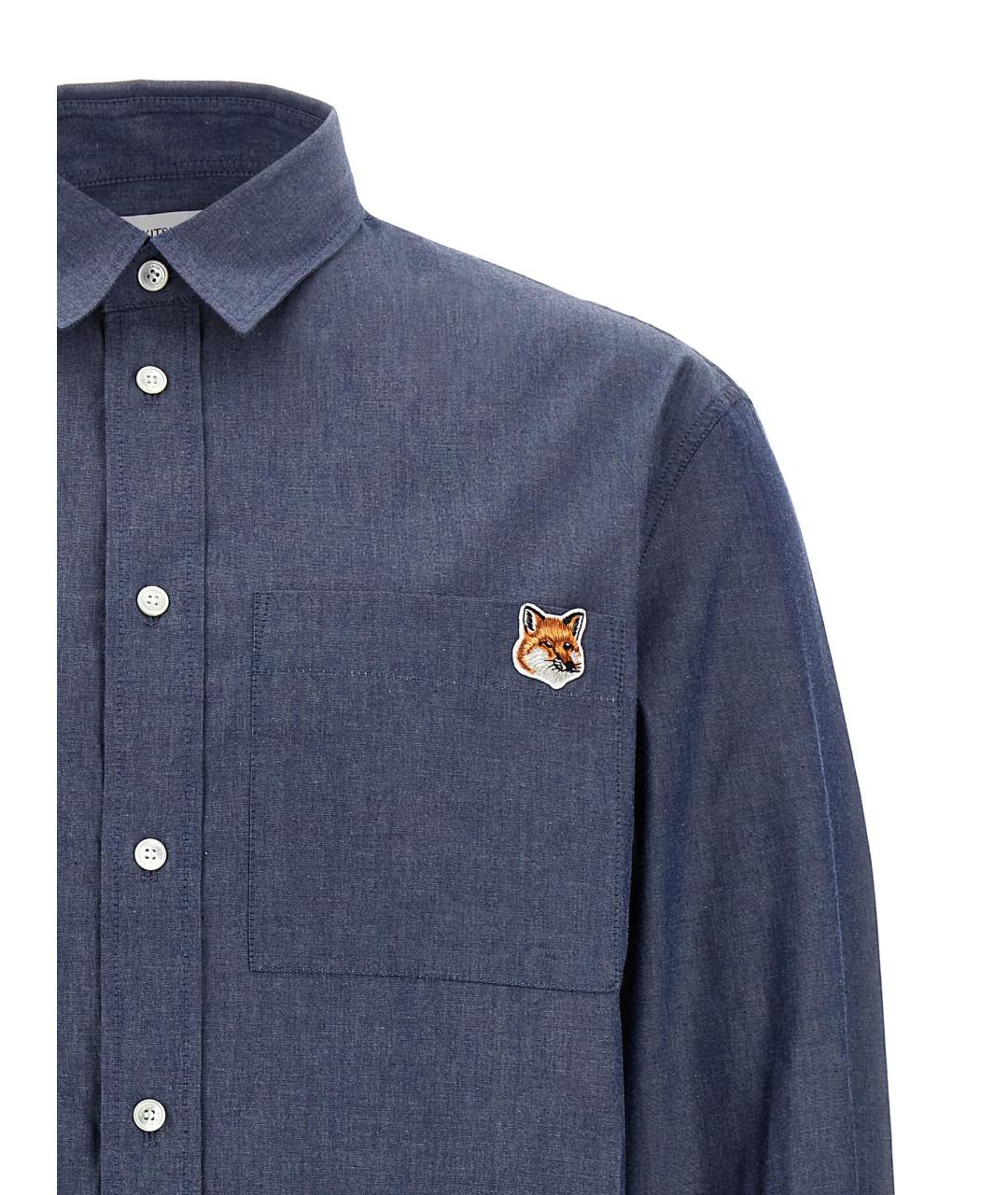MAISON KITSUNE Синяя хлопковая кэжуал рубашка, фото 3