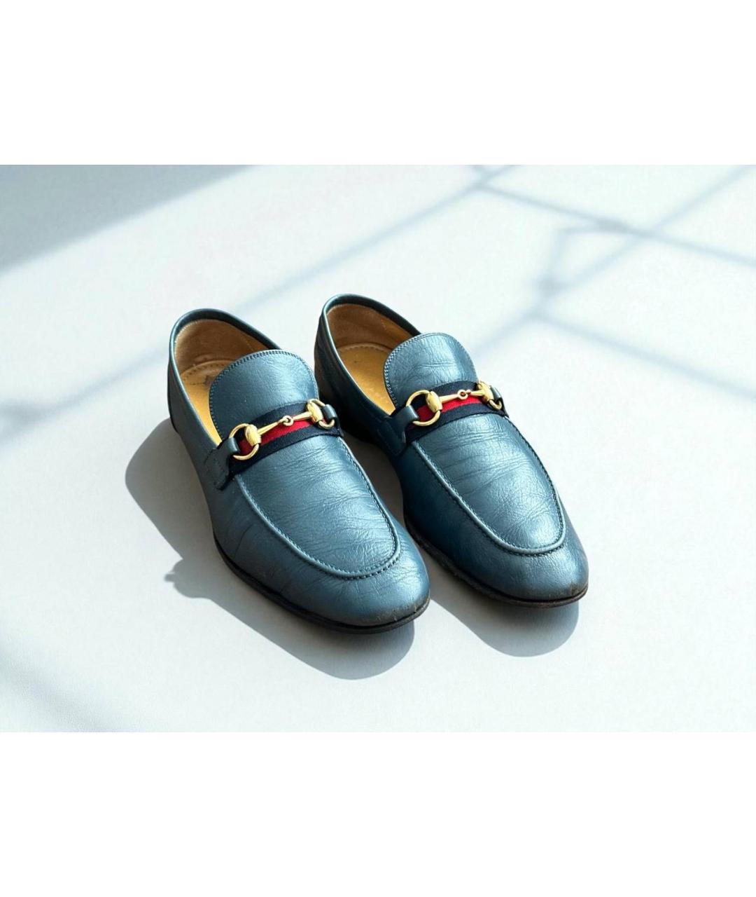 GUCCI Темно-синие кожаные мокасины, фото 2