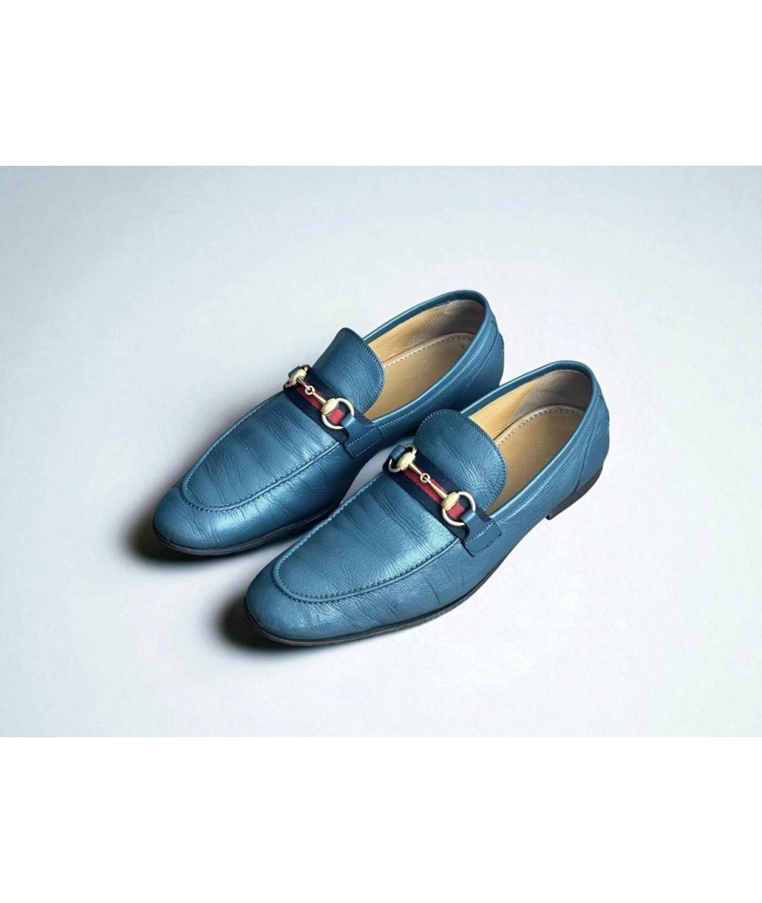 GUCCI Темно-синие кожаные мокасины, фото 3