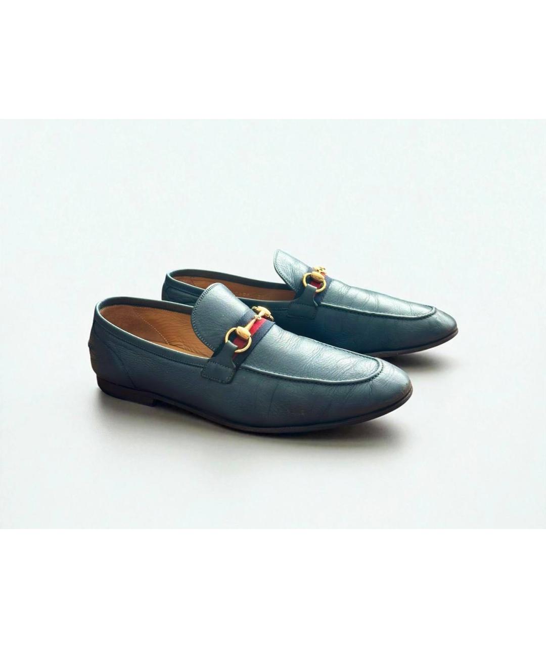GUCCI Темно-синие кожаные мокасины, фото 6