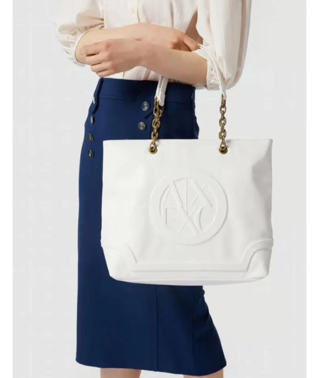 ARMANI EXCHANGE Белая сумка тоут из искусственной кожи, фото 6