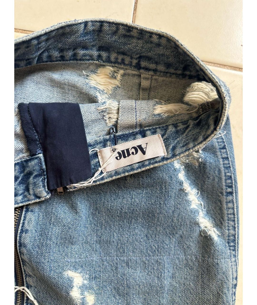 ACNE STUDIOS Голубая деним юбка мини, фото 3