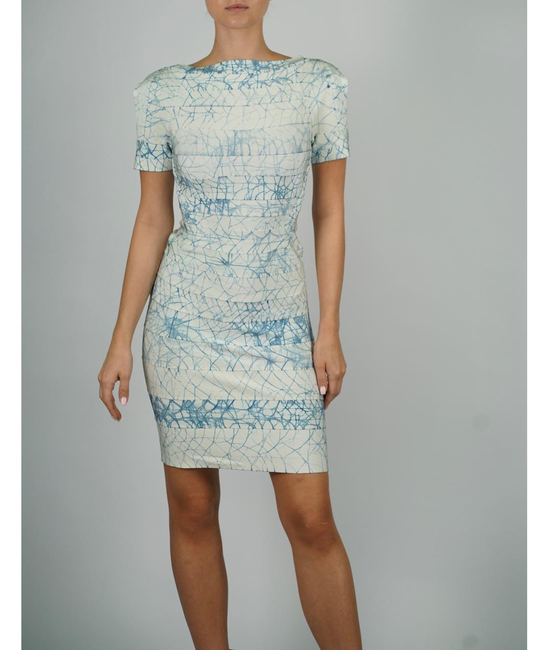 HERVE LEGER Голубое полиэстеровое повседневное платье, фото 6
