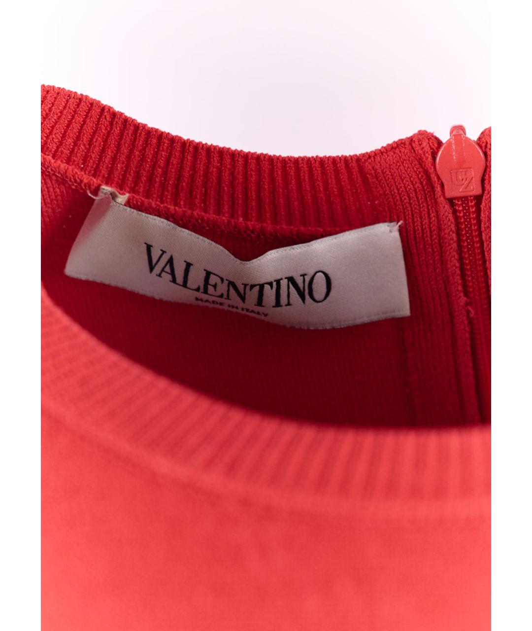 VALENTINO Красное вискозное повседневное платье, фото 3