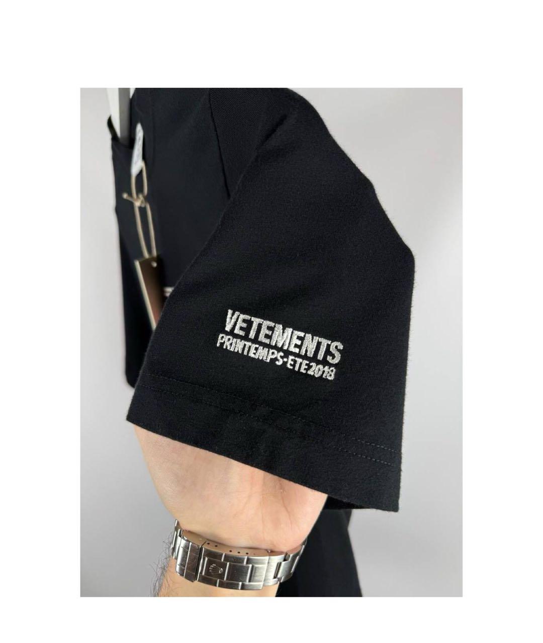 VETEMENTS Черная хлопковая майка, фото 7