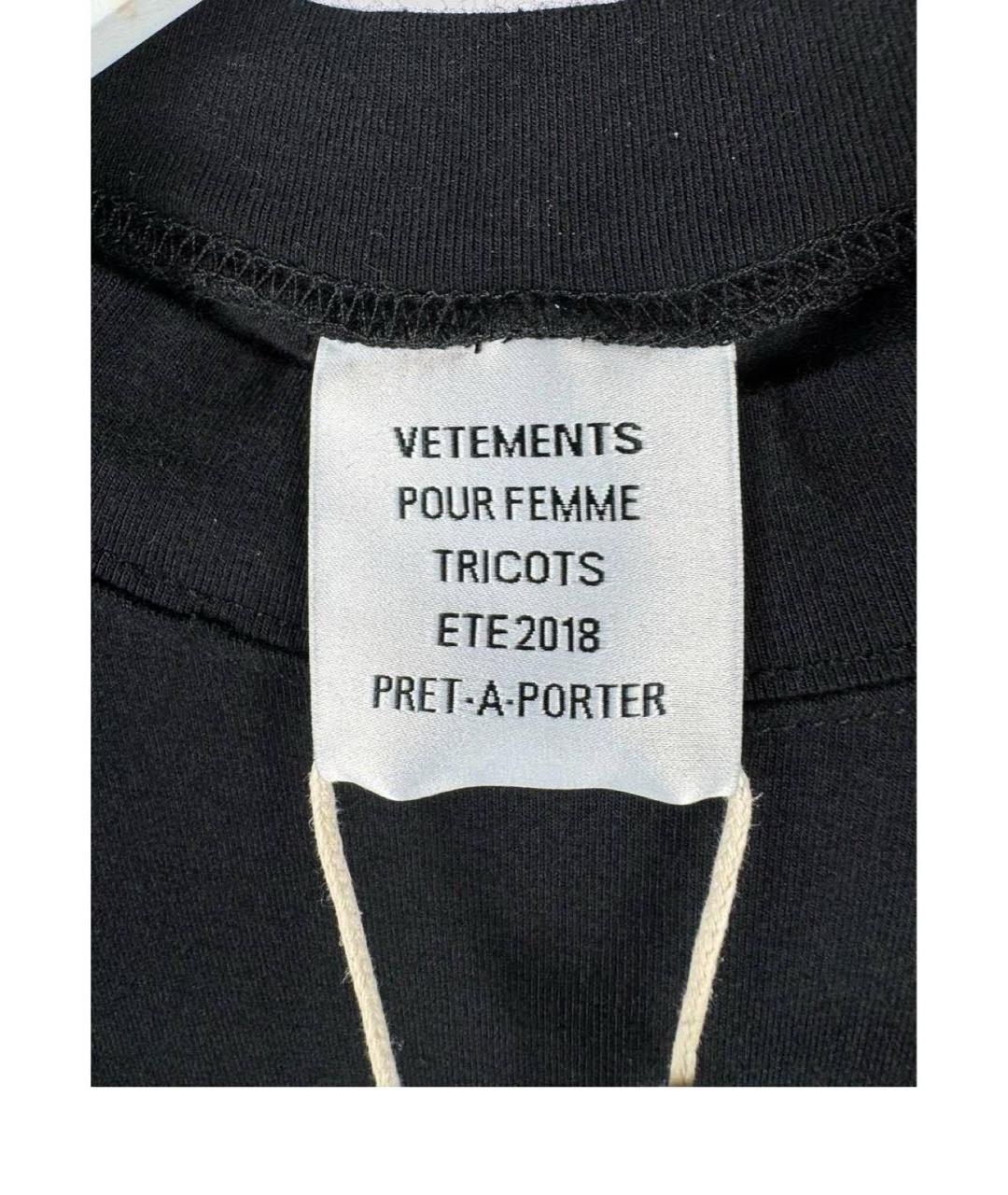 VETEMENTS Черная хлопковая майка, фото 6