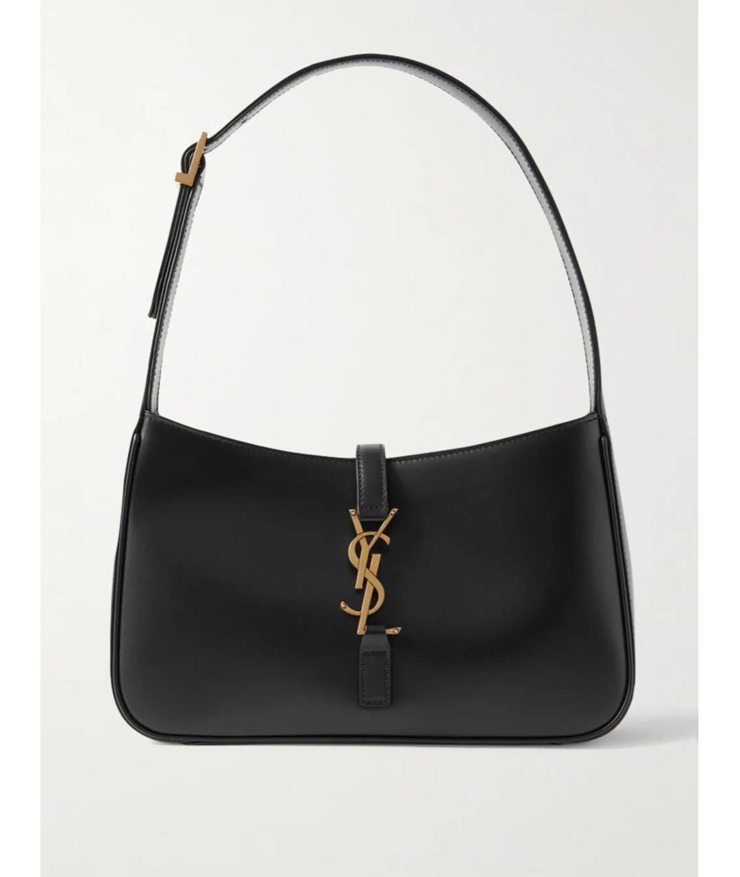 SAINT LAURENT Черная кожаная сумка с короткими ручками, фото 7