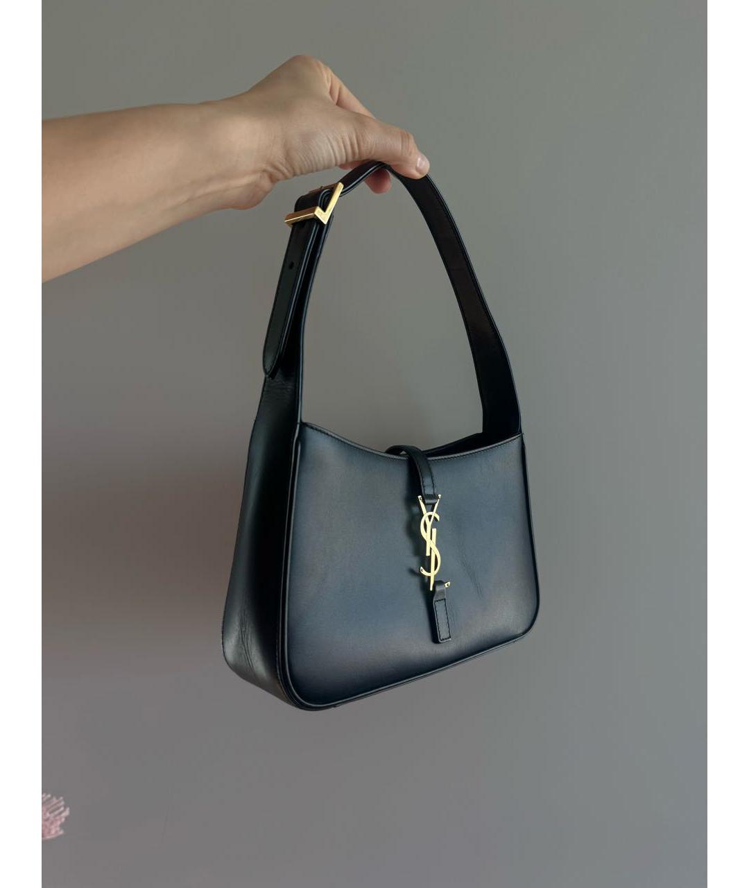 SAINT LAURENT Черная кожаная сумка с короткими ручками, фото 2