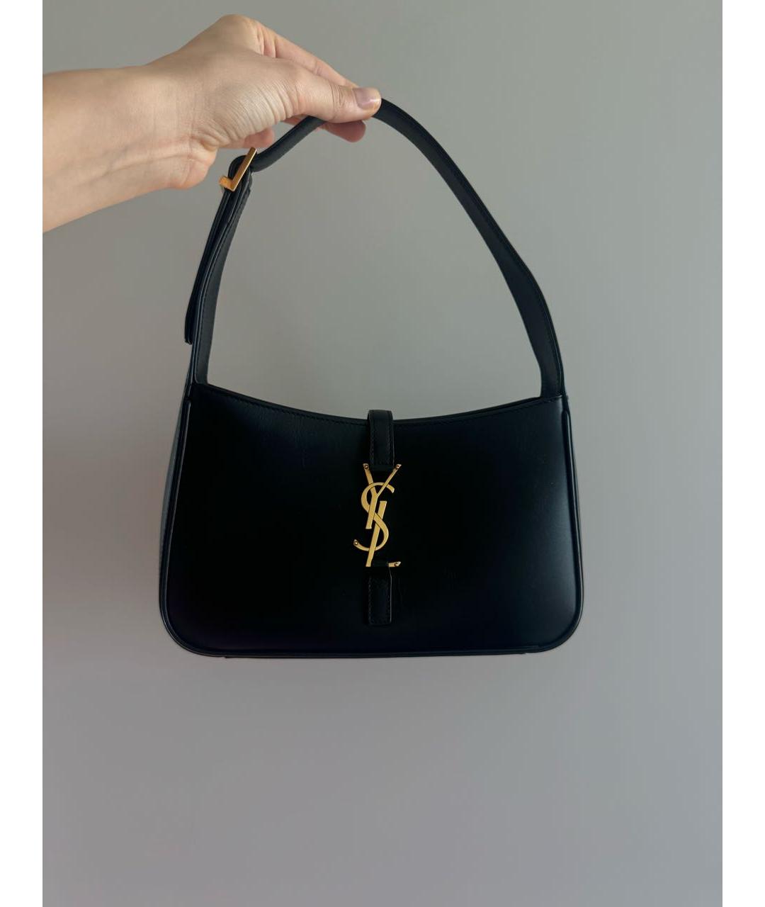 SAINT LAURENT Черная кожаная сумка с короткими ручками, фото 5