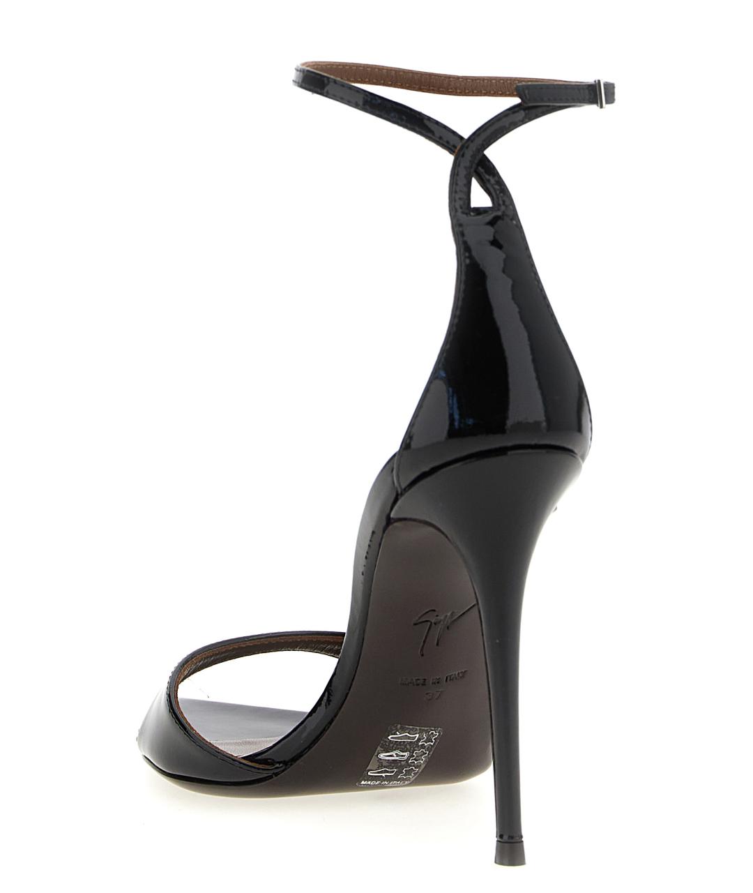 GIUSEPPE ZANOTTI DESIGN Черные кожаные босоножки, фото 3
