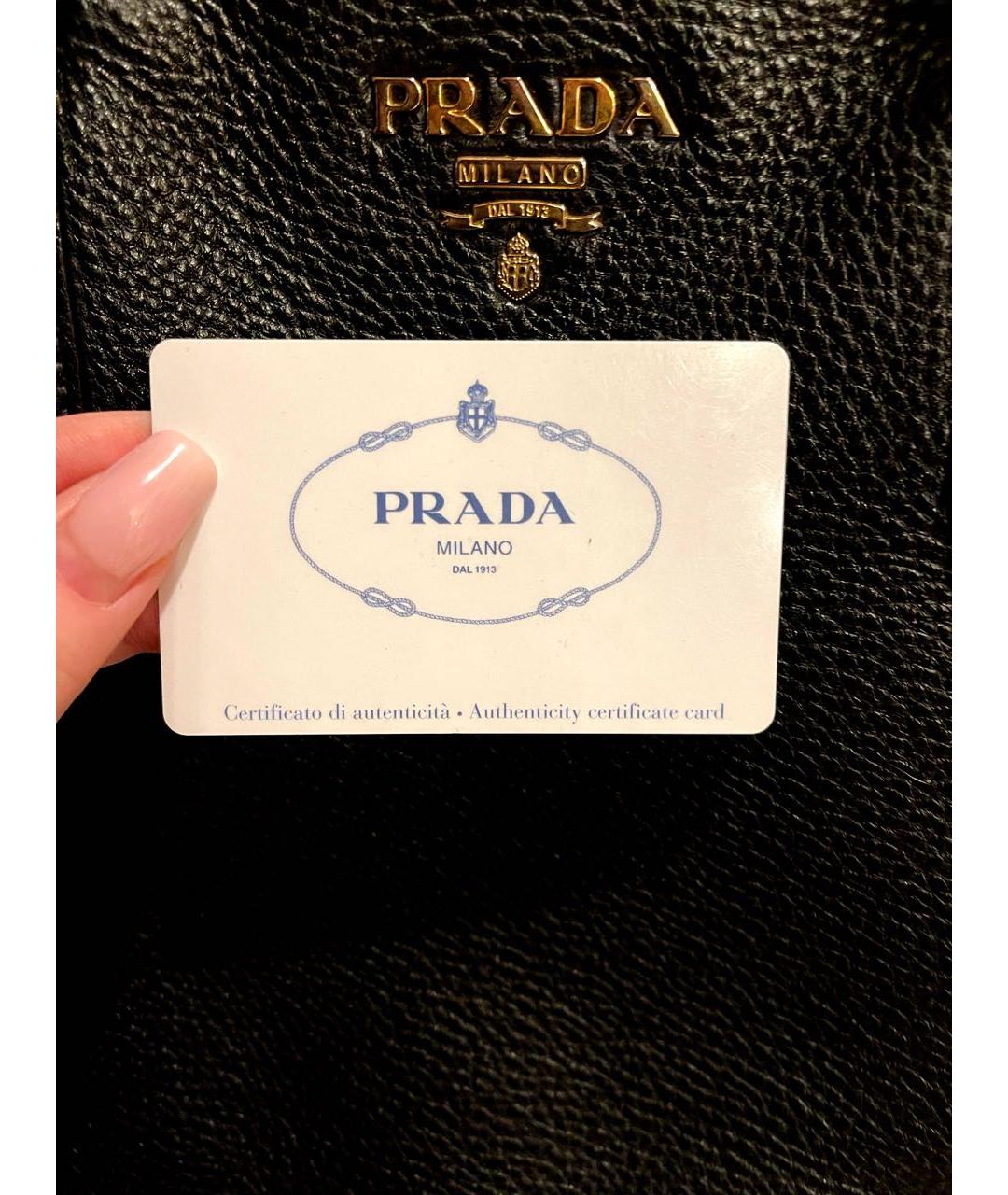 PRADA Черная кожаная сумка тоут, фото 4