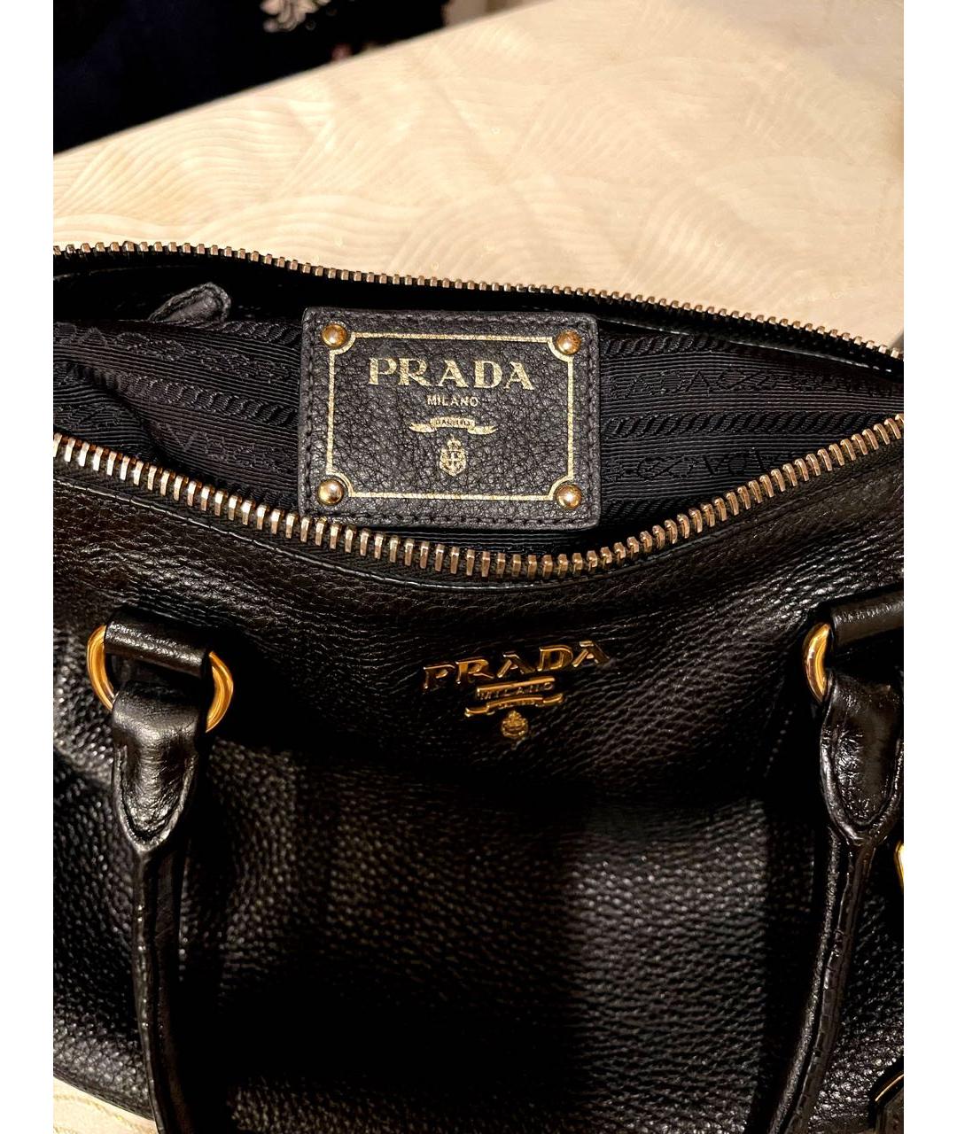 PRADA Черная кожаная сумка тоут, фото 3