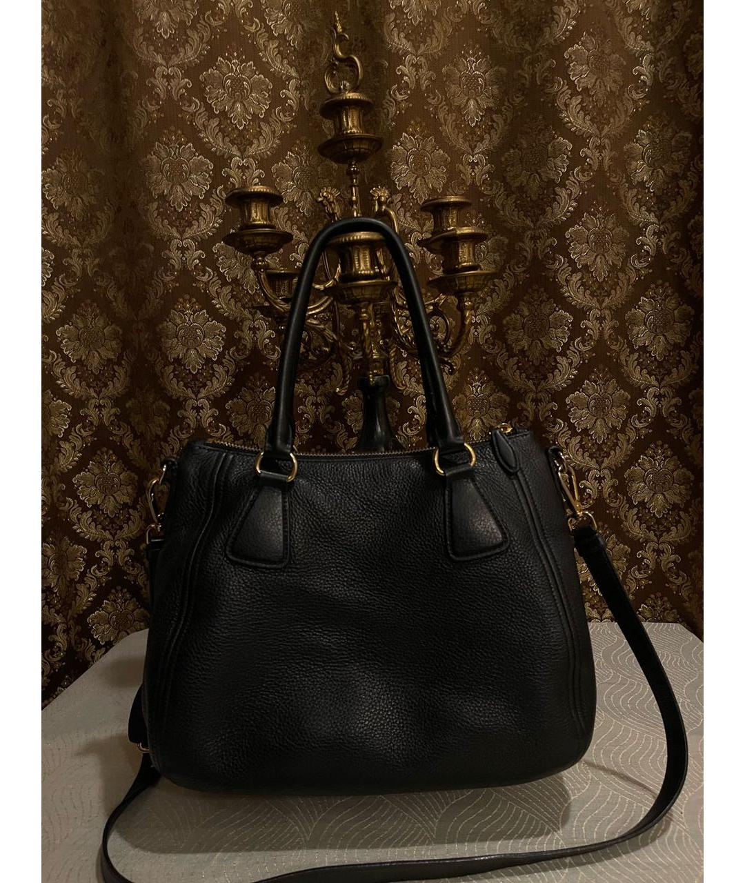 PRADA Черная кожаная сумка тоут, фото 2