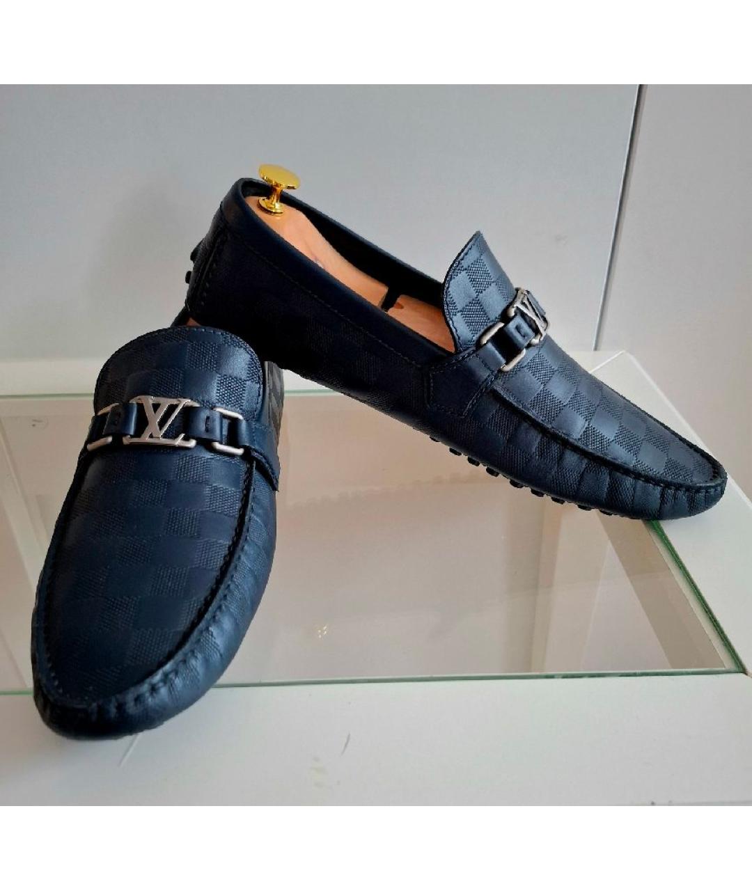 LOUIS VUITTON Темно-синие кожаные мокасины, фото 8