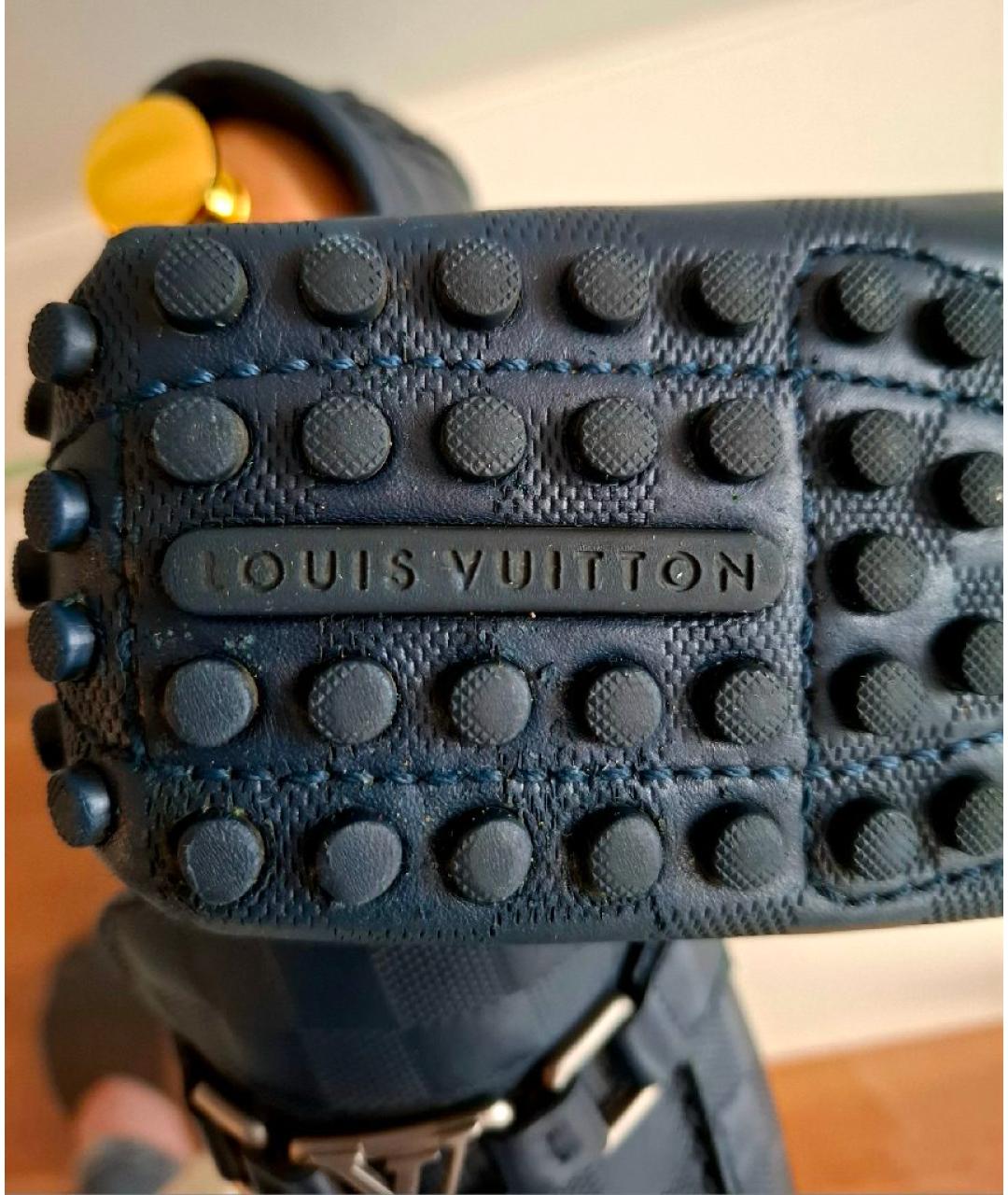 LOUIS VUITTON Темно-синие кожаные мокасины, фото 7