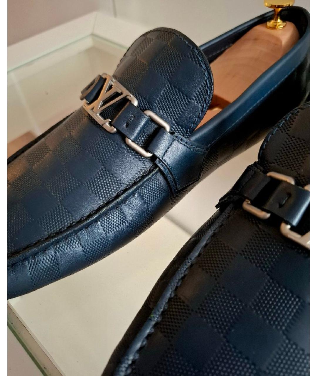 LOUIS VUITTON Темно-синие кожаные мокасины, фото 3