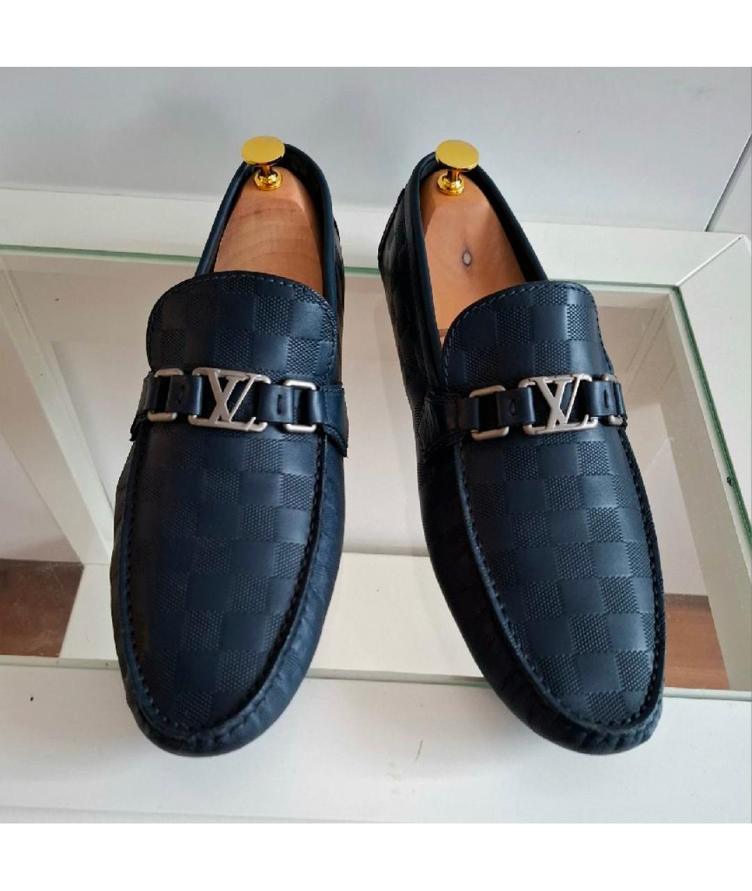 LOUIS VUITTON Темно-синие кожаные мокасины, фото 2