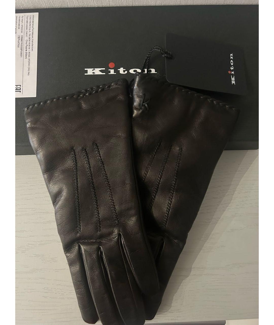 KITON Черные кожаные перчатки, фото 6