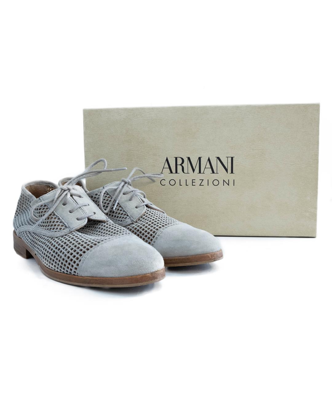 ARMANI COLLEZIONI Серые кожаные ботинки, фото 6