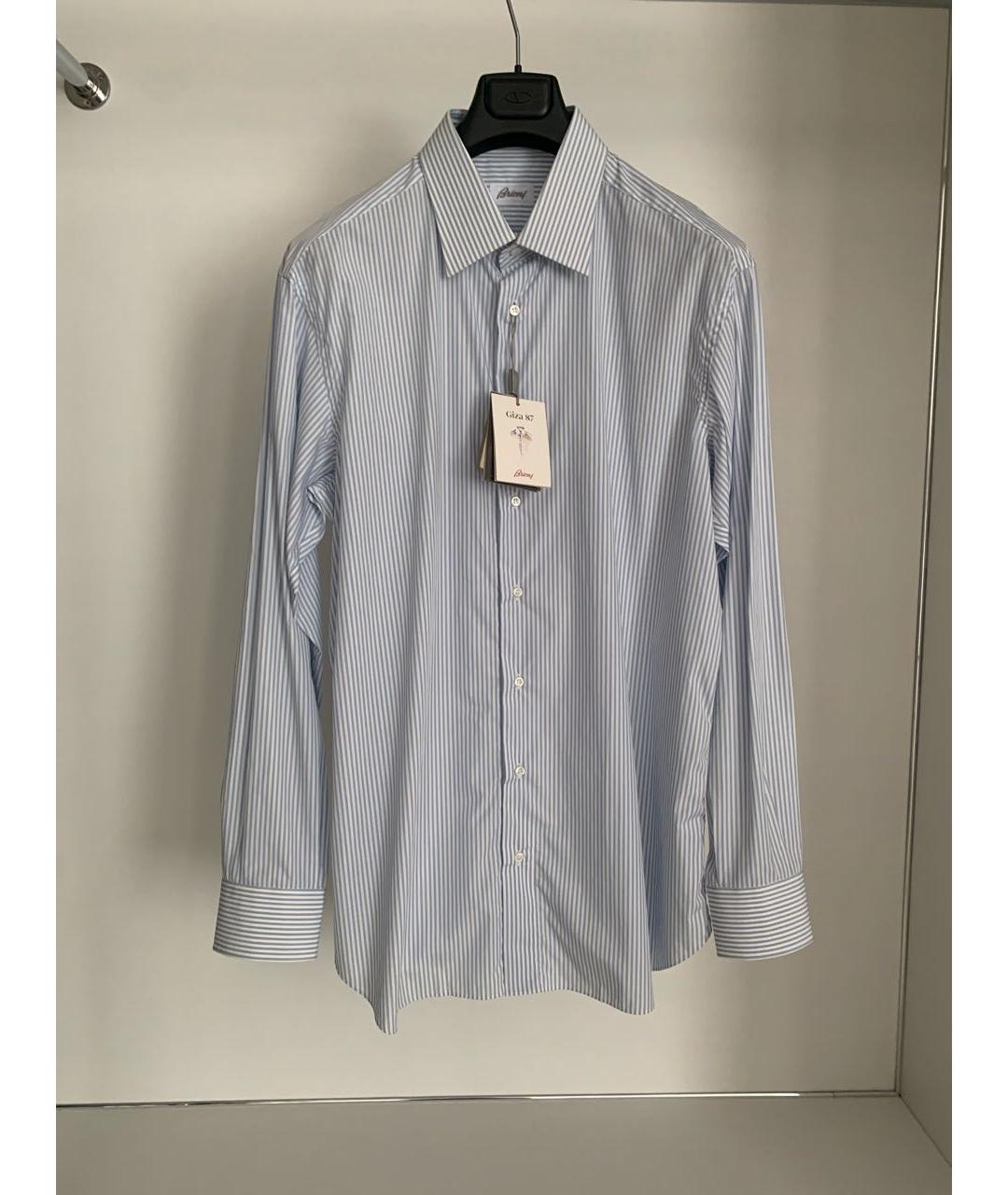 BRIONI Голубая хлопко-полиэстеровая классическая рубашка, фото 5