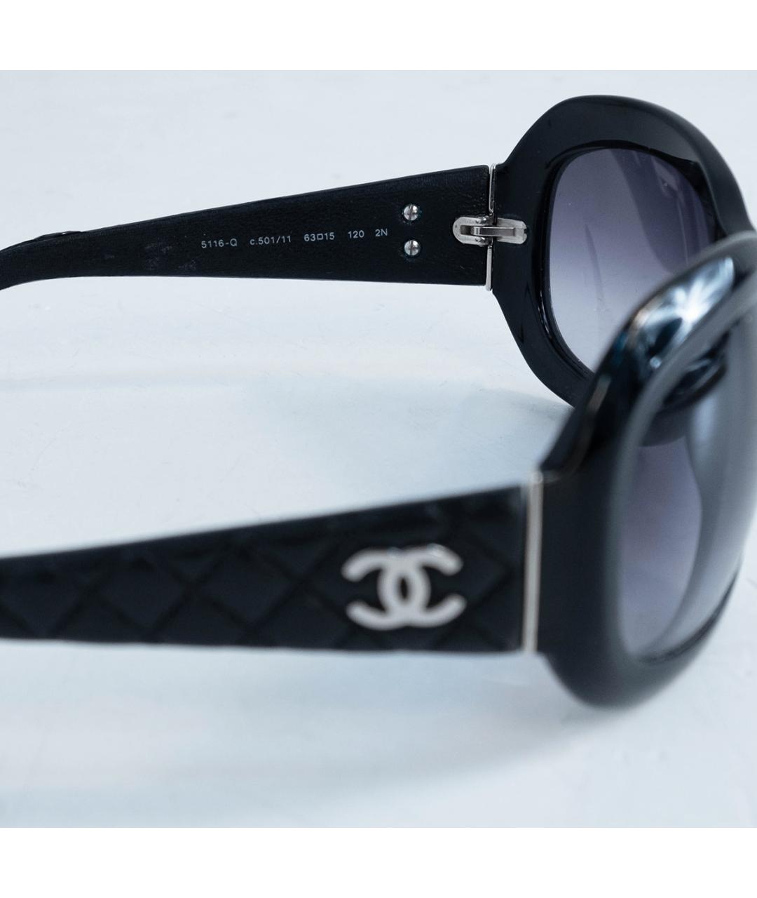 CHANEL Черные пластиковые солнцезащитные очки, фото 3