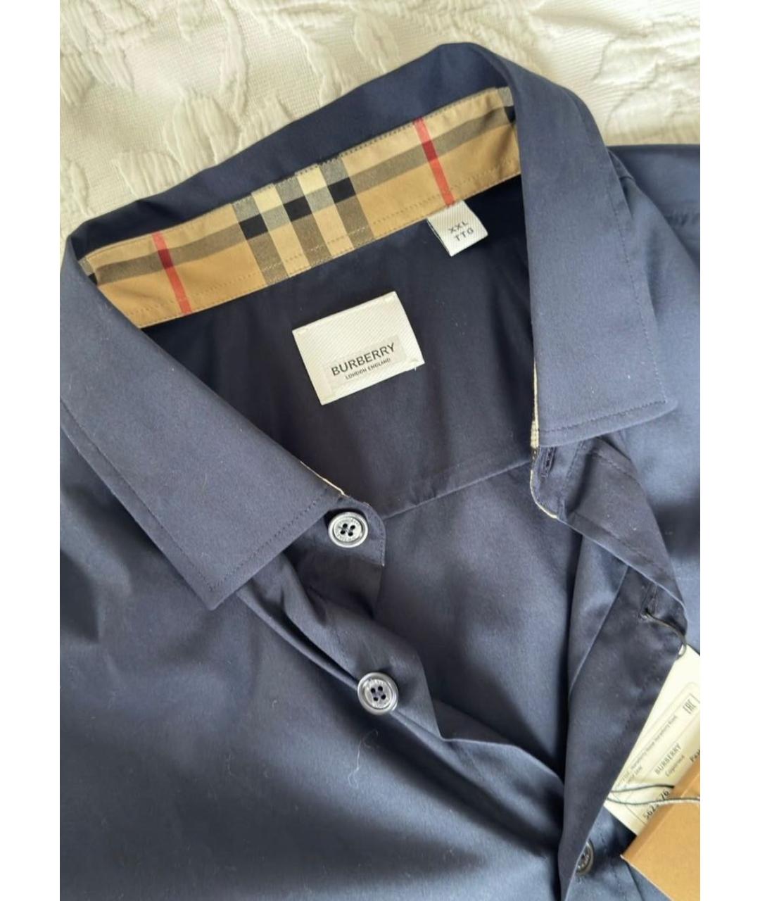 BURBERRY Синяя хлопковая классическая рубашка, фото 3