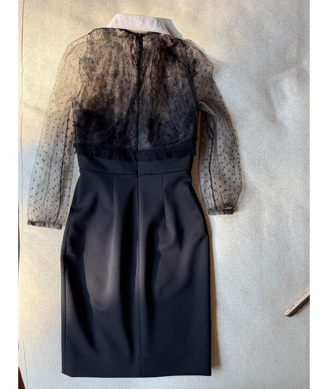 VALENTINO Черное шерстяное повседневное платье, фото 2