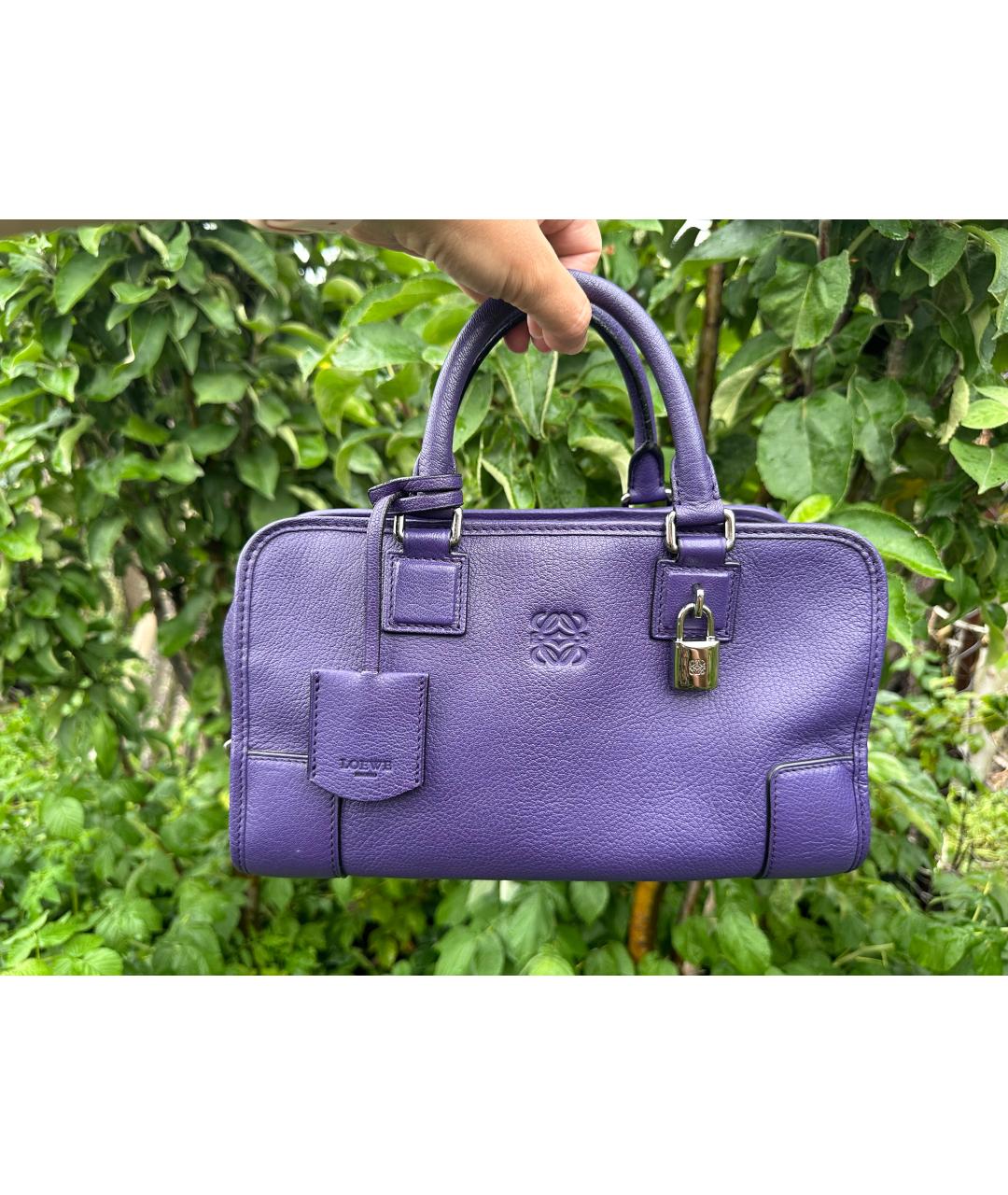 LOEWE Фиолетовая кожаная сумка с короткими ручками, фото 10