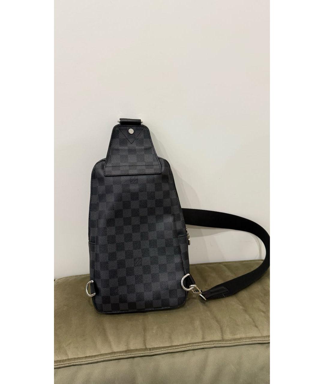 LOUIS VUITTON Антрацитовая кожаная сумка на плечо, фото 3