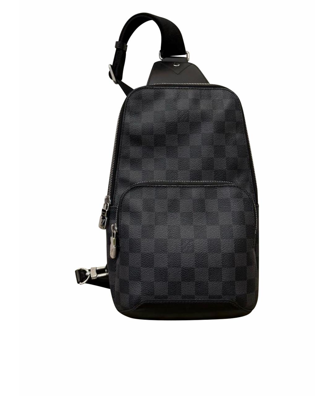 LOUIS VUITTON Антрацитовая кожаная сумка на плечо, фото 1