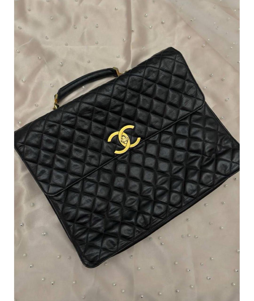 CHANEL Черная кожаная сумка тоут, фото 9